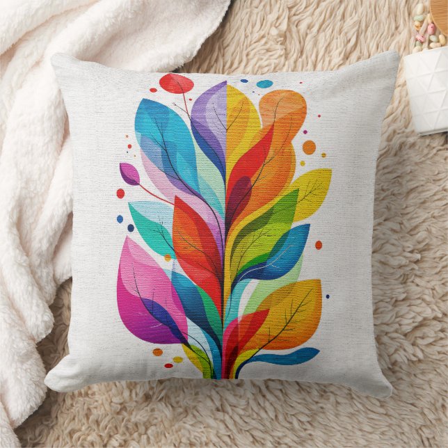 Colorful Modern Botanical Leaves Abstract Tree Kudde (Filt)
