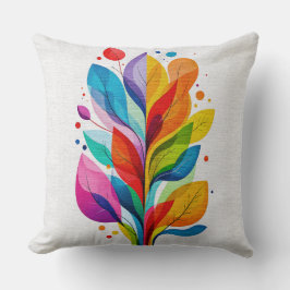 Colorful Modern Botanical Leaves Abstract Tree Kudde