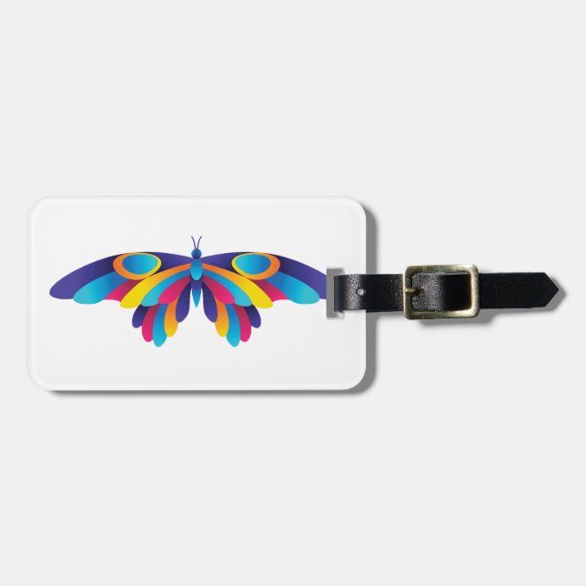 Colorful Modern Butterfly Vibrant Wings Bagagebricka (Horisontell Framsida)
