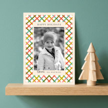Colorful Modern Crisscross Photo Folded Greeting