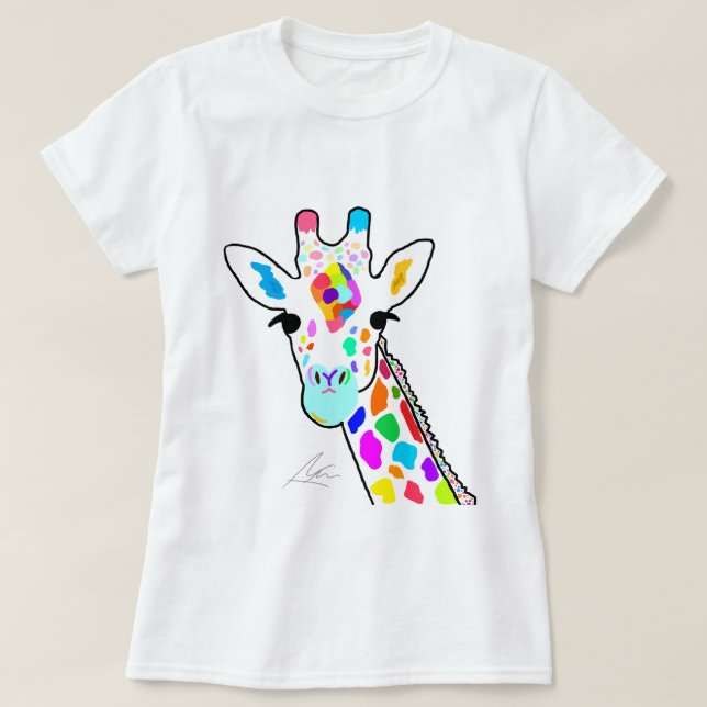 Colorful Modern Giraffe Art T Shirt (Design framsida)