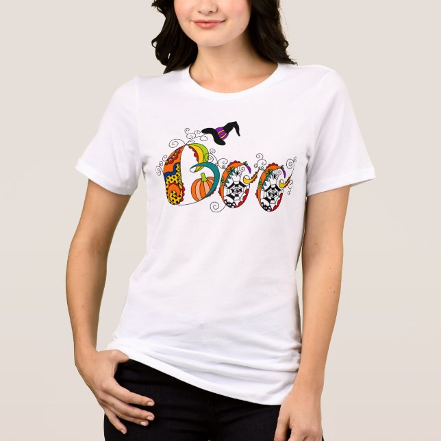 Colorful Modern Halloween Artsy Boo T Shirt (Framsida)