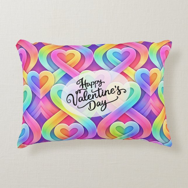 Colorful Modern Hearts Pattern Valentine’s Day Prydnadskudde (Framsidan)