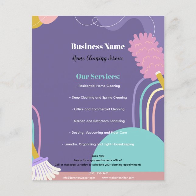 Colorful Modern Home Cleaning Service Flygblad (Framsidan)