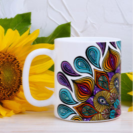 Colorful Modern Mandala Trippy Psychedelic Hippie Kaffemugg
