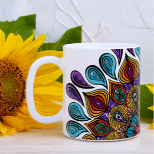 Colorful Modern Mandala Trippy Psychedelic Hippie Kaffemugg