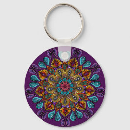 Colorful Modern Mandala Trippy Psychedelic Hippie Nyckelring