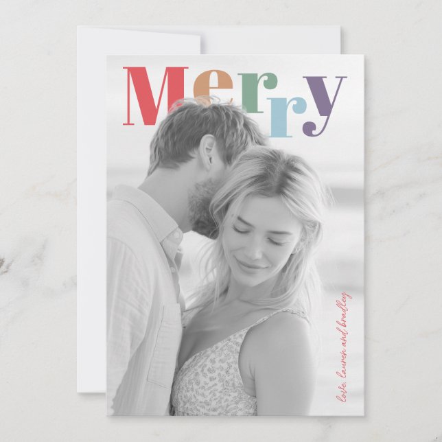 Colorful Modern Merry Holiday Photo Card Julkort (Framsida)