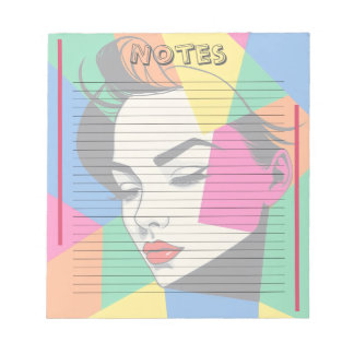 Colorful Modern Pop Art Woman Lined Notepad Anteckningsblock