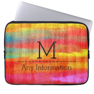 Colorful Modern Wood Grain Monogram #7 Laptop Fodral