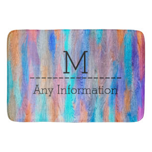 Colorful Modern Wood Grain Monogram #9 Badrumsmatta