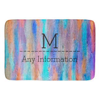 Colorful Modern Wood Grain Monogram #9 Badrumsmatta
