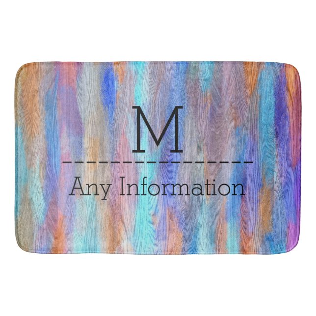 Colorful Modern Wood Grain Monogram #9 Badrumsmatta (Framsidan)