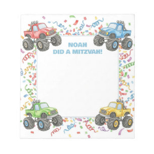 Colorful Monster Lastbilar Personlig Mitzvah Anteckningsblock