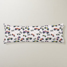 Colorful Monster Lastbilar Tävla Mönster Kroppskudde