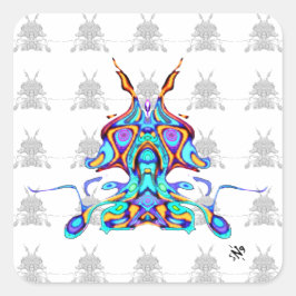 Colorful mönster (pareidolia) - Rymdpapegoja v2 Fyrkantigt Klistermärke