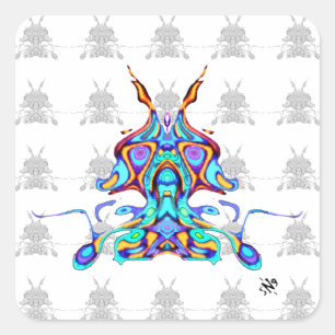 Colorful mönster (pareidolia) - Rymdpapegoja v2 Fyrkantigt Klistermärke