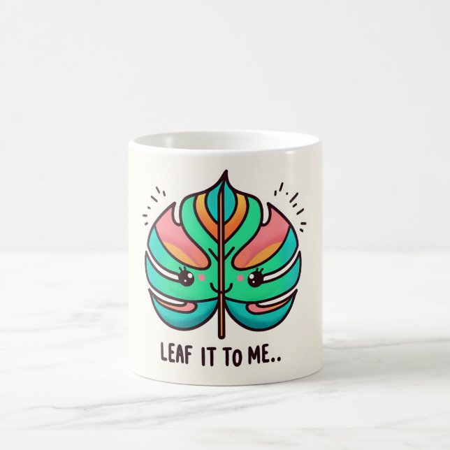 Colorful monstera löv kaffemugg (Center)