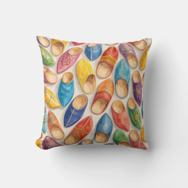 Colorful Moroccan Babouche Slippers Kudde (Framsida)