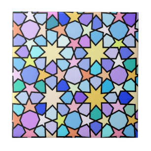 Colorful Moroccan Star Mosaic Kakelplatta