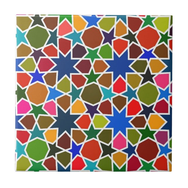 Colorful Moroccan Star Mosaic Kakelplatta (Framsidan)