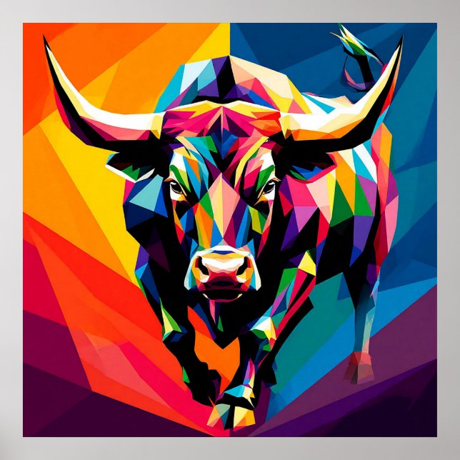 Colorful Mosaic Bull Poster (Framsidan)