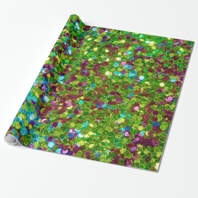 Colorful Mosaic Glitter Presentpapper (Utrullad)