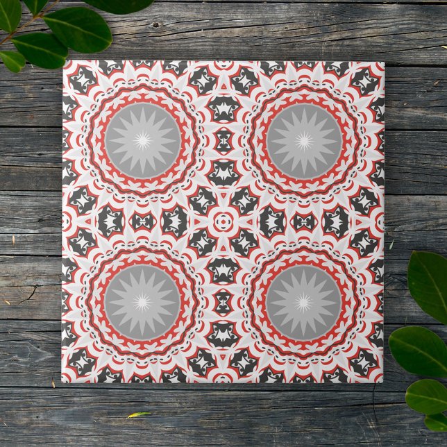 Colorful Mosaic Kaleidoscope Boho Chic Mönster Kakelplatta (Skapare uppladdad)