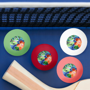 Colorful Mosaic Koi Fish Red Flower Pingisboll