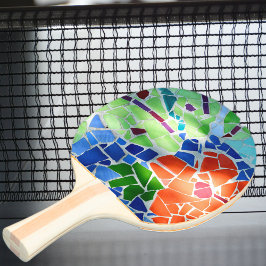 Colorful Mosaic Koi Fish Red Flower Pingisracket