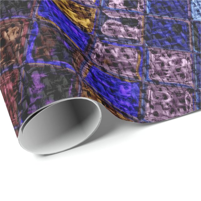 Colorful Mosaic Mönster Burlap Rustic #17 Presentpapper (Rullad Hörn)