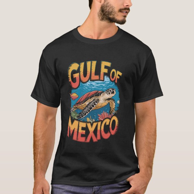 Colorful Mosaic Sea Turtle - Bukt i Mexiko T Shirt (Framsida)
