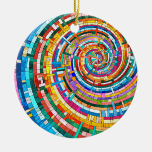 Colorful Mosaic Spiral Julgransprydnad Keramik