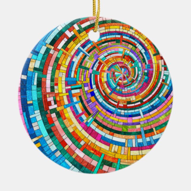 Colorful Mosaic Spiral Julgransprydnad Keramik (Framsidan)