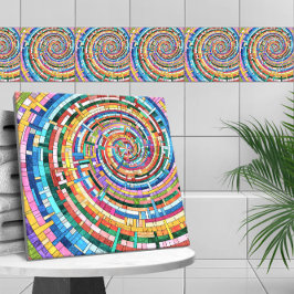 Colorful Mosaic Spiral Kakelplatta
