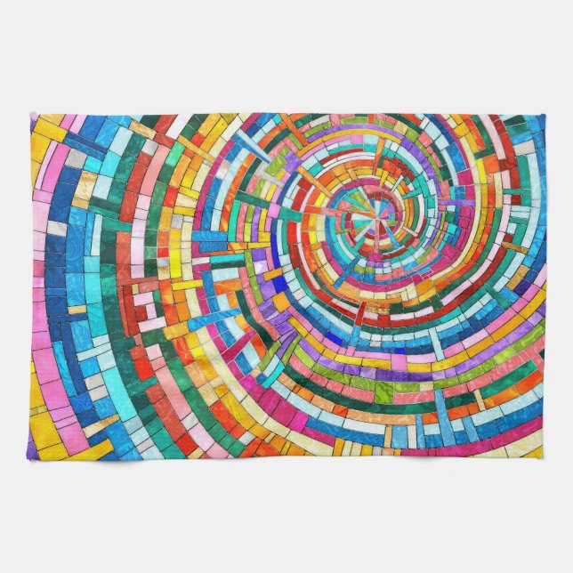 Colorful Mosaic Spiral Kökshandduk (Horisontell)