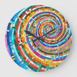Colorful Mosaic Spiral Stor Klocka
