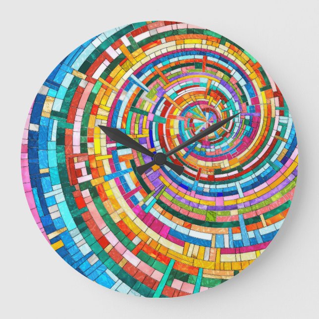 Colorful Mosaic Spiral Stor Klocka (Framsida)