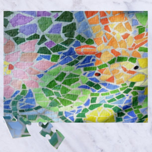Colorful Mosaic Tile Koi Pond Pussel
