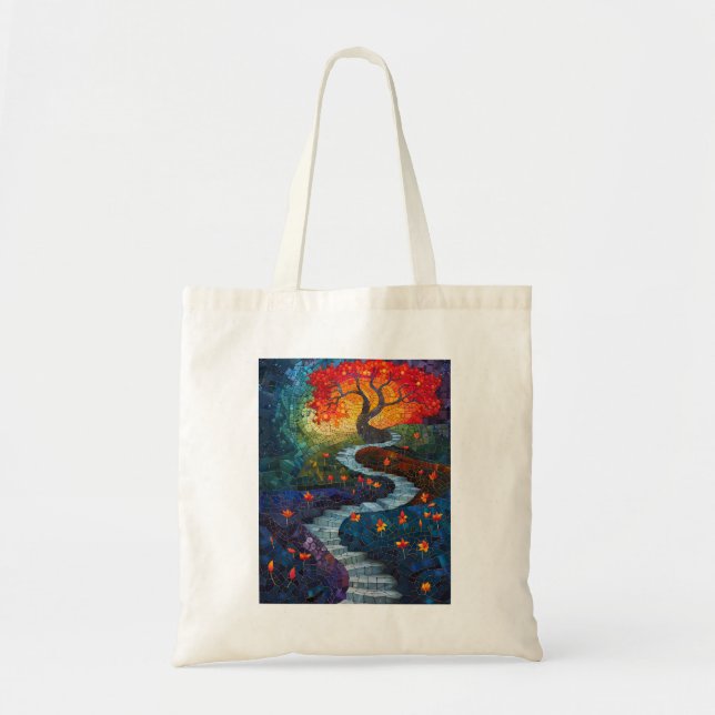 Colorful Mosaic Träd Tote Tygkasse (Framsidan)