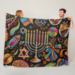 Colorful Motifs Hanukkah Menorah Fleecefilt<br><div class="desc">Colorful Motifs Hanukkah Menorah</div>