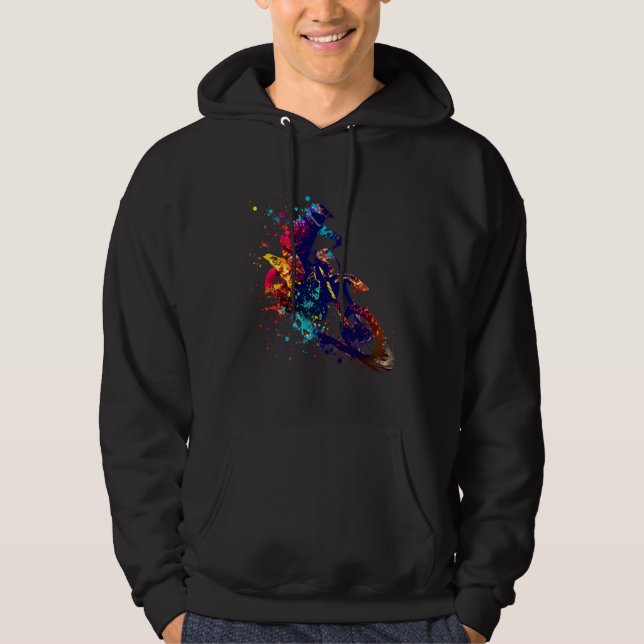 Colorful Motocross Dirt Bike Racing Biker Motorcyc Hoodie (Framsida)