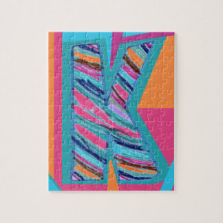 Colorful Multicolor Stripes Letter K as in Kay Pussel