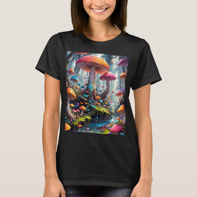 Colorful Mushroom Forest T Shirt (Framsida)