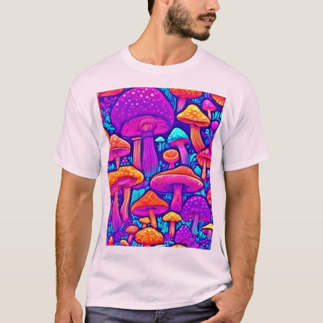 Colorful Mushroom Mönster T Shirt (Framsida)