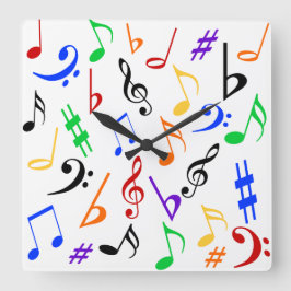 Colorful Music Clock Fyrkantig Klocka
