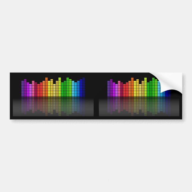 Colorful Music Equalizer w/Reflection, Coola Techn Bildekal (Framsidan)