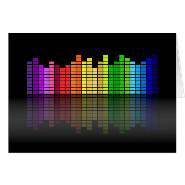 Colorful Music Equalizer w/Reflection, Coola Techn Hälsningskort (Framsidan Horizontal)