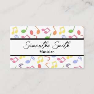 Colorful Music Note Musician Music Teacher Visitkort