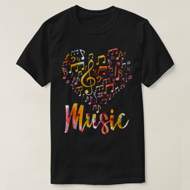 Colorful Music Notes Heart Design T Shirt (Design framsida)